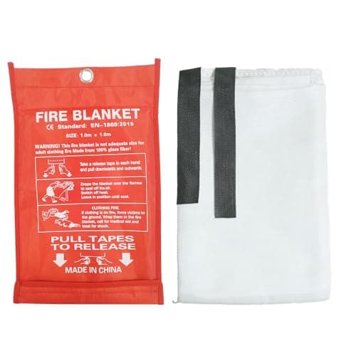 Image of Ram® Large 1M X 1M Fire Blanket With Loops Office Kitchen Safety Home Fire Blanket Wall Mountable Emergency Fire Blanket
