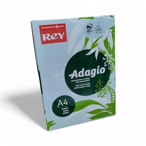 Image of Rey Adagio A4 160gsm (250 Sheets) Bright Blue Paper - for Laser, Copiers and Inkjet Printers - 1 Ream