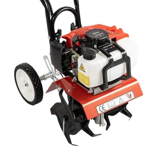 Image of Fyssnn 1700W Petrol Rotavator 52CC Gas Power Garden Tiller Cultivator 6500 RPM, Suitable for Ploughing, Trenching, Soil Cultivation, Loosening etc