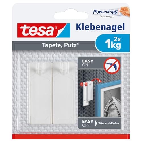 Image of tesa Adhesive Nail for Wallpaper & Plaster 1kg, White