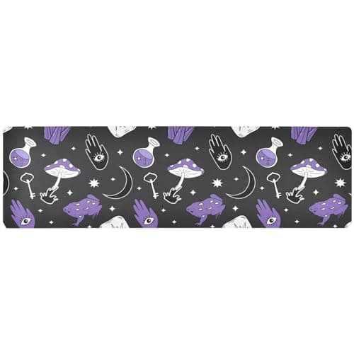 Image of Frog Mushroom Magic Evil Eyes Fabric Trivets for Hot Dishes, Pot Coaster Heat Resistant and Kitchen Waterproof Mat for Farmhouse 39.40" X 11.80", Extra Large