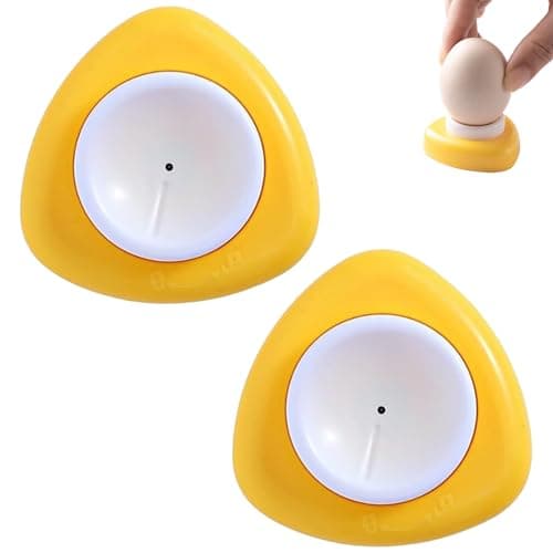 Image of WOLMIK egg & Piercer - 2 PCS Pinhole Piercer for Boiled Eggs, Semi-Automatic Safety & Easy Kitchen Tool - White & Yellow