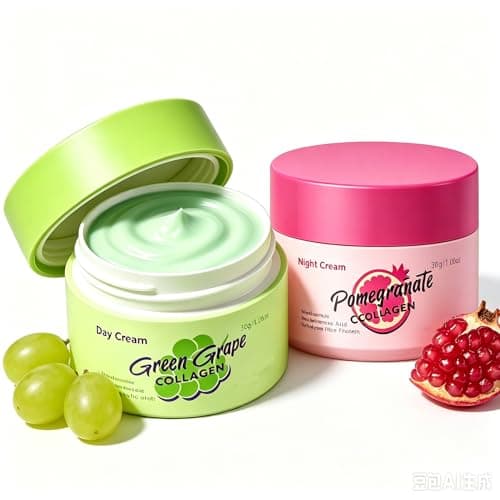 Image of Day and Night Cream Gift Set, Green Grape & Pomegranate Collagen Face Moisturiser, Skin Tightening for Women, Deep Hydration Day Cream, for Smooth & Radiant Skin, Firms & Hydrates, Refresh