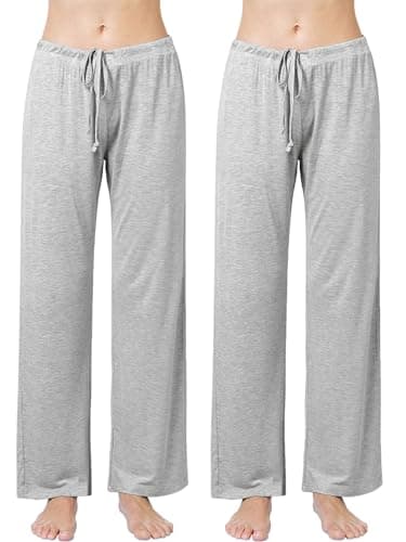 Image of Ymmchy Women's Pajama Pants Soft Pyjama Bottoms Lounge Trousers Sleep Pants with Pockets 2-Pack Gray/Gray M