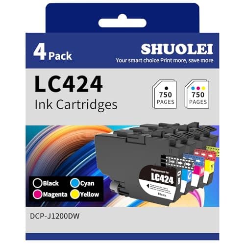 Image of LC424 Ink Cartridges Compatible with Brother LC424 LC-424 Inkjet Cartridges Multi-Pack Standard Yield, for DCP-J1200DW Printers (4 Pack, Black Cyan Magenta Yellow)