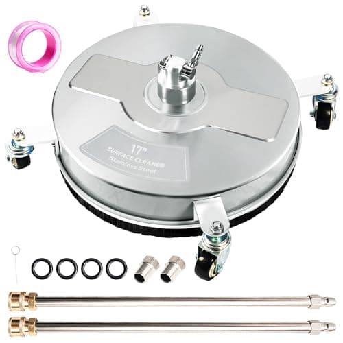 Image of Wexo Palindrog 17" Pressure Washer Surface Cleaner with 4 Wheels, Stainless Steel Power Washer Surface Cleaner for Driveways Sidewalks Patios, 1/4" Quick Connector, 2 Extension Wand, 4000 PSI