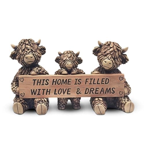 Image of Lesser & Pavey Hughie Highland Cows Love Figurines Statues For Home Decor | Ideal Ornaments Friendship Gifts For Women & Men | Lovely Table Centerpiece & Living Room Accessories
