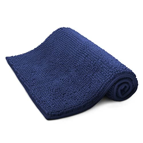 Image of KEPLIN Non-Slip Bath Mat - Soft and Comfortable Microfibre Mat with Machine Washable Design - Water Absorbent and Quick Drying to Keep Bathroom Hygienic and Clean (Navy)