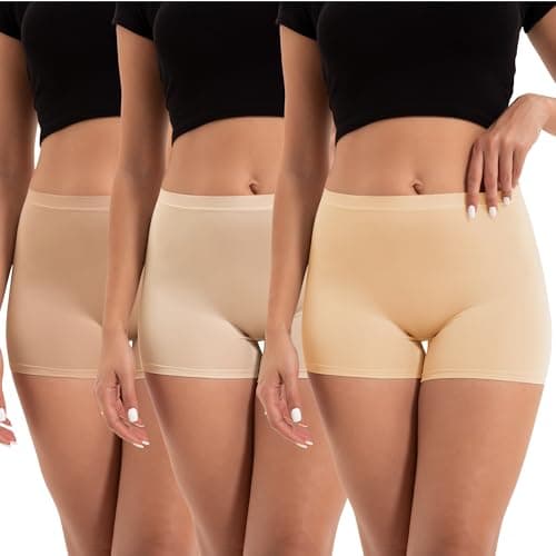 Image of INNERSY Ladies Pants Microfibre Women's Shorts under Dress Boyshort Panties Underwear Multipack 3 (12, Beige/Nude/Brown)