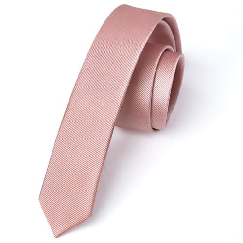 Image of Enlision Pink Tie Skinny Rose Pink Ties For Men Wedding Solid Color 4cm Slim Necktie Classic Formal Silk Tie For Party Business