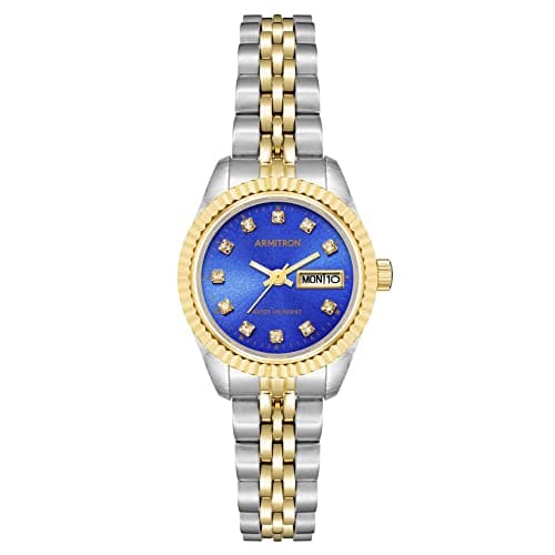 Image of Armitron Women's Genuine Crystal Accented Day/Date Function Bracelet Watch, 75/2475,Two Tone/Blue