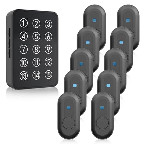Image of Wireless Caregiver Pager Panic Button 500Ft Range with LED Personal Alarms Call Bell Panic Alarm Call Button for Elderly/Patient/Disabled (10 Waterproof Call Button & 1 Receiver)