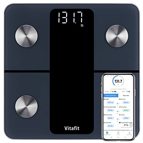Image of Vitafit Smart Bathroom Scales for Body Weight, High Accuracy Assured by Weighing Scales Professional Factory SINCE 2001, App Sync 13 Body Composition including BMI, Body Fat and Muscle, 28st, Black
