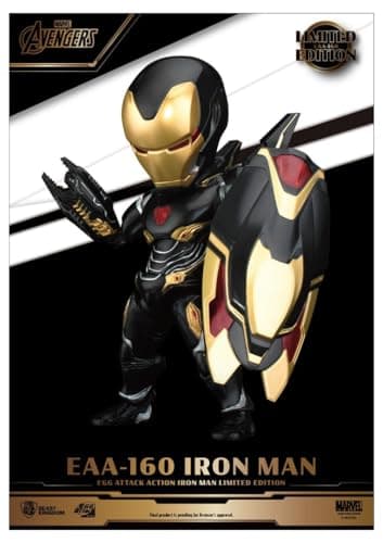 Image of Beast Kingdom Toys Avengers Infinity War Egg Attack Action Figure Iron Man Mark 50 Limited Edition, Black, Gold, 16 cm