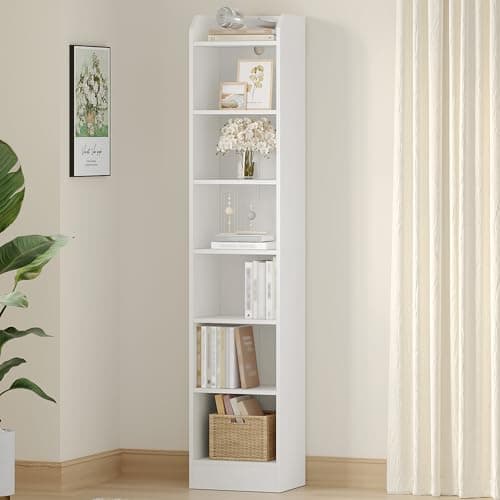 Image of Hzuaneri Bookcase, 7-Tier Narrow Tall Bookshelf, Wooden Bookshelf with Adjustable Shelf, Open Storage Shelf for Bedroom, Living Room, Home Office, 24 x 30 x 199 cm, Black, BC07913X