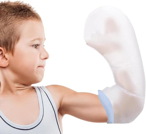 Image of Fasola Waterproof Cast Protector Arm Kids, Reusable Cast, Dressing and Bandage Cover, Watertight Protection for Broken Arm, Elbow, Hands,49cm