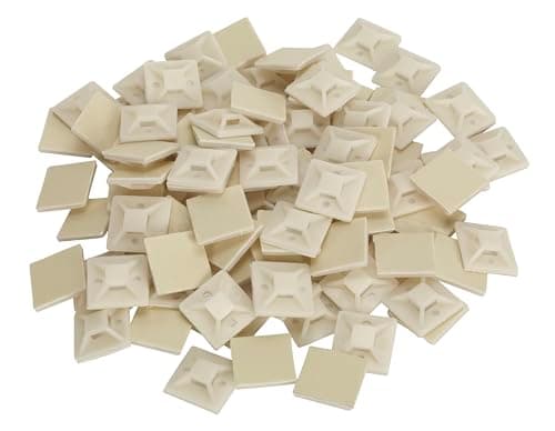 Image of Sealey CTM2525W 25 x 25mm White Self-Adhesive Cable Tie Mounts, Pack of 100