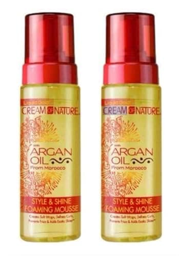 Image of Cream Of Nature With Argan Oil From Morocco Style & Shine Foaming Mousse 207ml Pack of 2