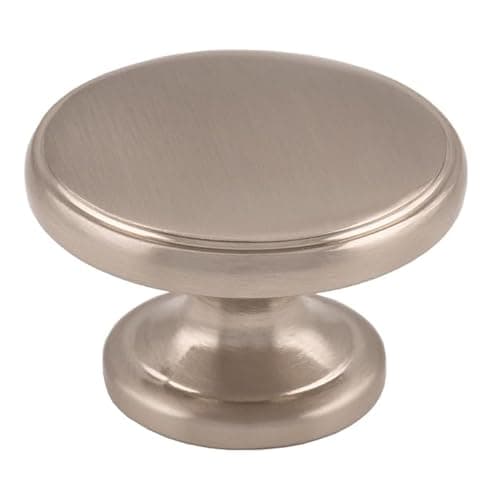 Image of KOOPLES HARDWARE Oxford Knob Solid Brushed Stainless Steel – Classic Round Cabinet Drawer Knob for Kitchens & Furniture (Satin Nickel, 32mm)