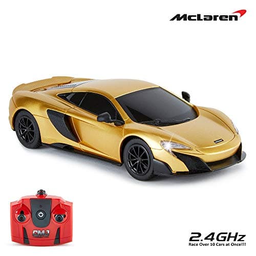 Image of CMJ RC Cars™ McLaren 675LT Officially Licensed Remote Control Car 1:24 Scale Working Lights 2.4Ghz Gold