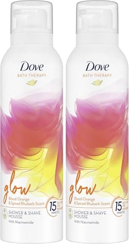 Image of Dove Bath Therapy Glow Blood Orange & Spiced Rhubarb Scent Women's Shower Foam Shower Mousse with niacinamide to support the skin barrier 200 ml (Pack of 2)