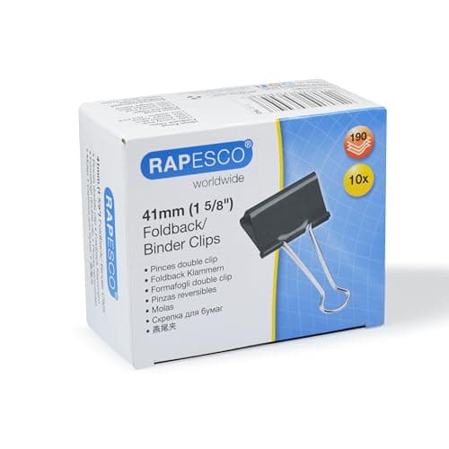 Image of Rapesco FBC410B1 41 mm Foldback Clips, Black, Pack of 10