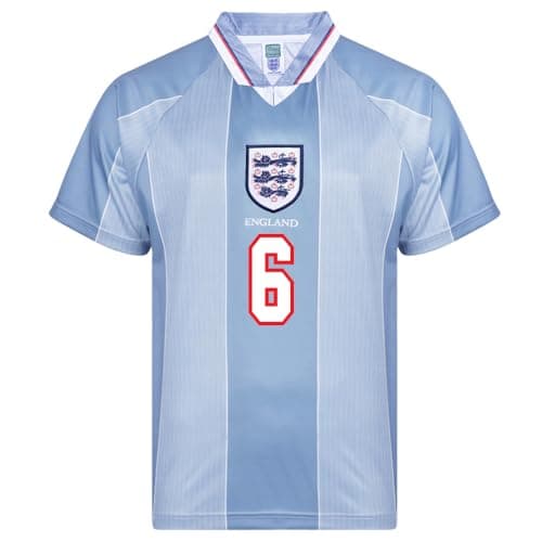 Image of Score Draw England 1996 Away No.6 Euro Championship Shirt Grey Large Polyester