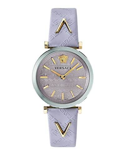 Image of Versace V-Twist VELS00219 Women's Watch Light Pink Leather Silver Gold Steel 36 mm, Strap.
