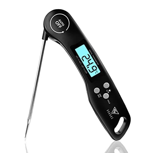 Image of DOQAUS Meat Thermometer, 3s Instant Read Food Thermometer-Backlit LCD, Foldable Probe, Auto On/Off, ±1℃ Accuracy, Food Probe for BBQ Grill, Kitchen Cooking, Milk, Black