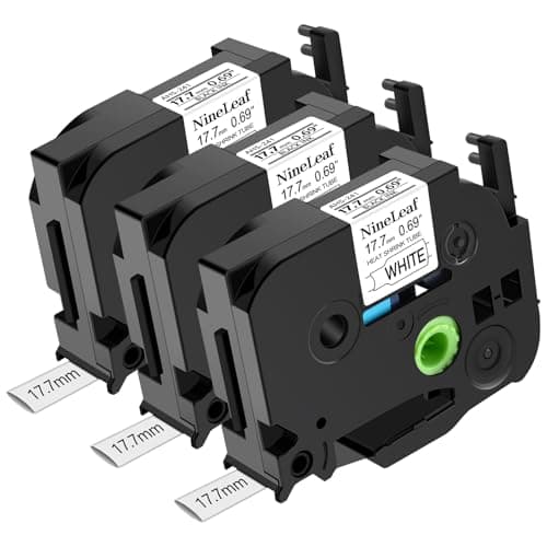 Image of NineLeaf 3 Pack Compatible for Brother 17.7mm Heat Shrink Tubes HSe-241 HSe241 HS-241 Black on White HSe Cables Wires P-Touch Label Tape for PT-D600 P700 P750W E550WVP 9700PC E300VP P900W Label Maker