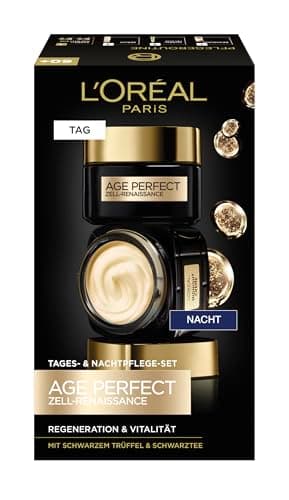 Image of L'Oréal Paris Face Care Set, Anti-Ageing Day Cream and Night Cream to Promote Cell Recovery, with Antioxidant Formula and Vitamin E, Age Perfect Cell Renaissance, 2 x 50 ml
