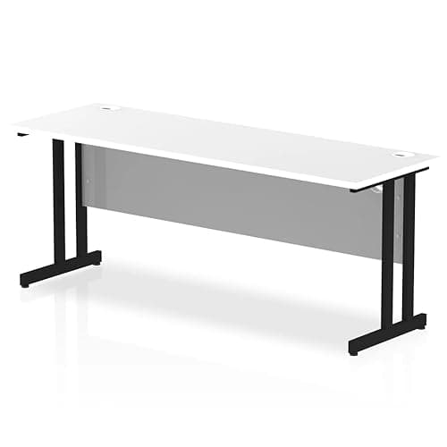 Image of Mr Office Impulse Slimline Desk, Black Cantilever Leg - 600mm deep, White, 1800