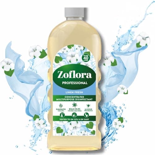 Image of Zoflora Concentrated Linen Fresh Disinfectant Liquid, 1 Litre, Powerful Antibacterial & Multi-Surface Cleaner, Kills 99.9% of Bacteria & Viruses