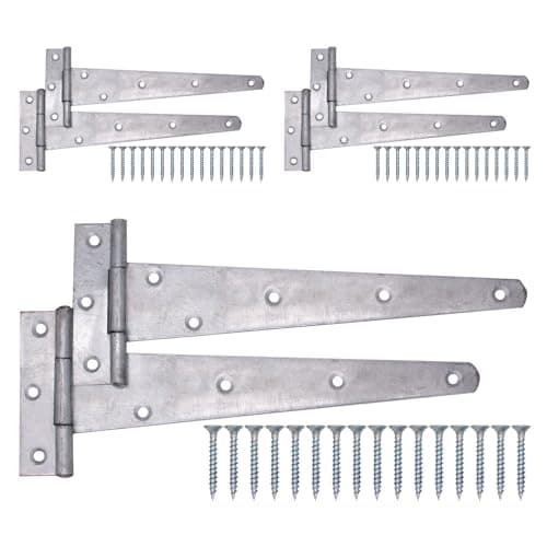 Image of EAI Galvanised Gate Tee Hinges - 300mm / 12 Inch Extra Heavy Duty T Hinges for Wooden Gates, Doors & Sheds - 6 Pack