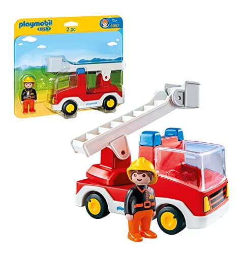 Image of PLAYMOBIL 6967 1.2.3 Fireman with Ladder Unit Fire Truck, educational toy, fun imaginative role-play, playset suitable for children ages 1.5+ years
