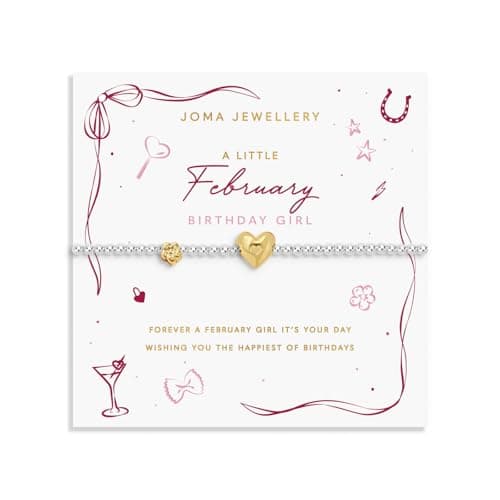 Image of Joma Jewellery BIRTH MONTH A LITTLE FEBRUARY Silver & Gold Plated Bracelet 17.5cm stretch
