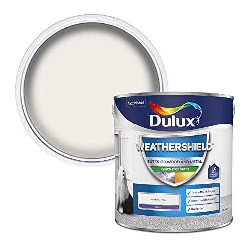 Image of Dulux Weather Shield Quick Dry Satin Paint, 2.5 L - Pure Brilliant White