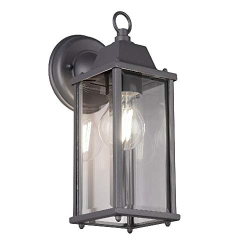 Image of Britalia Anthracite Outdoor Vintage Down Lantern Rectangular Wall Coach Light | 1 x E27 Lamp Bulb Required (Not Included) | IP23 Exterior Rated | Garden & Patio