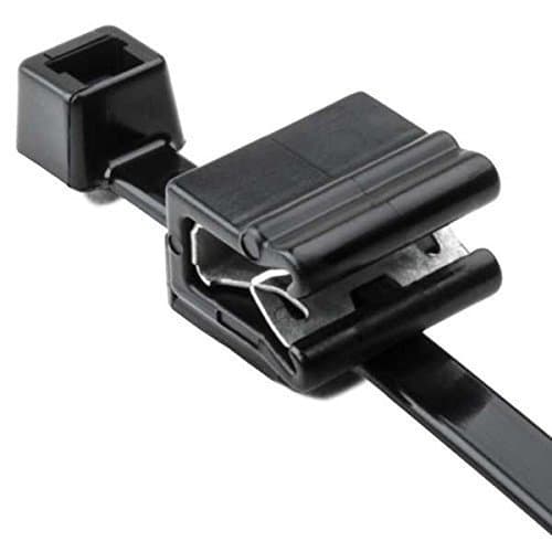 Image of HELLERMANN TYTON Cable Tie and Edge Clip, 8.0'' Long, 50lb, PA66UV, Black, 100/bag