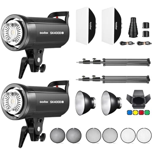 Image of Godox SK400II-V*2 Kit 400w Professional Strobe Studio Flash Kit 5600±200K Built-in GODOX 2.4G X System 0.1-1.5S Recycle Time with LED Modeling Lamp for Wedding,Portrait,Fashion,Product Photography