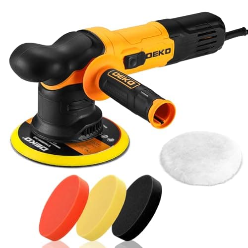Image of DEKOPRO Car Buffer Polisher, 6 Inch Dual Action Orbital Buffer Polisher, 6 Variable Speed 1800-5500OPM Random Polisher Kit with 4 Buffing Pads for Car Detailing Polishing Waxing