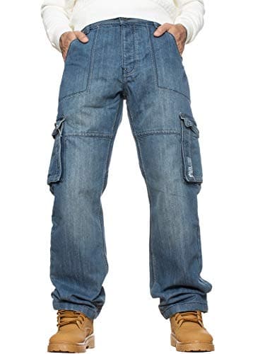 Image of BRAND KRUZE KZ118 Mens Combat Jeans MSW 34L Mid Stonewash