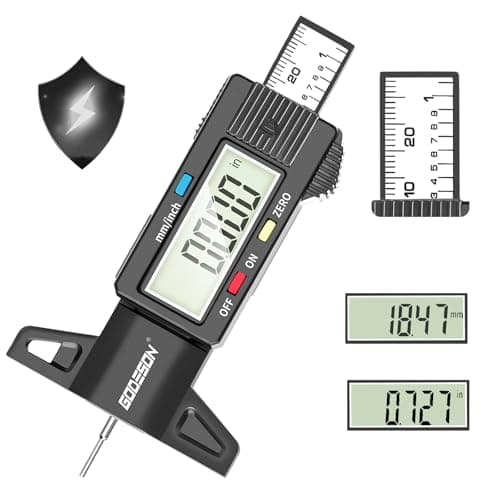 Image of GODESON Digital Tyre Tread Depth Gauge UK,0-25.4 Mm Inch Tyre Gauge Digital Power Saving Mode with Large LCD Display and Tire Measuring tool for Cars,Trucks,Moto
