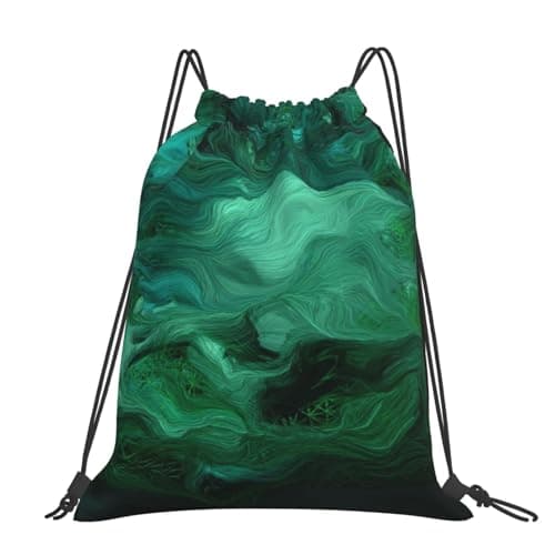 Image of Hnnkloy Emerald Green, Drawstring Backpack Unisex Sport Gym Bag Casual Daypack Drawstring Sackpack
