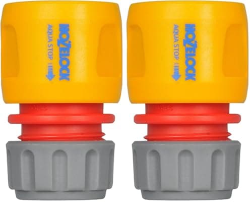 Image of HOZELOCK | Hose Pipe Aquastop Connector | Quick Connect Hose Kit | Garden Tap Hose Connector | Universal Fitting | 12.5mm & 15mm Hoses | Swap Attachments Without Turning Off the Tap (Pack of 2)
