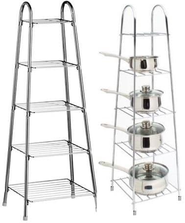 Image of New 5 Tier Chrome PAN Stand Pot Saucepan Storage ORGANISE Unit Rack Holder