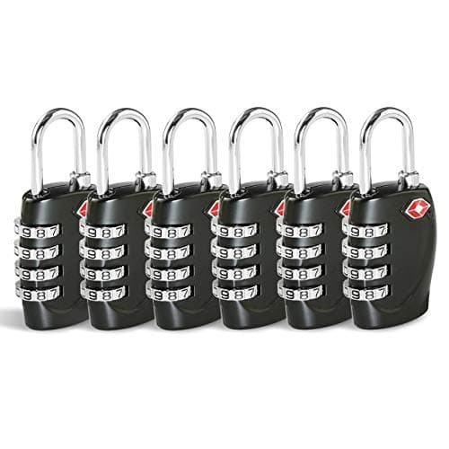 Image of CFMOUR TSA Suitcase Locks - 1, 2, 3, 4, 5, 6 Pack 4-Dial Security Travel Combination Padlock for Suitcases Luggage Case Bag Code Lock - Black (Pack of 6)