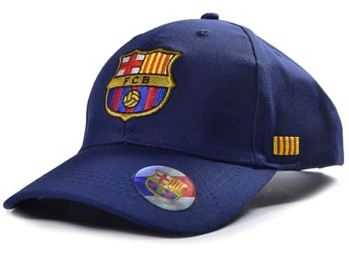 Image of Hy-Pro FC Barcelona Official Baseball Cap, Navy Blue, Embroidered Club Crest, Adjustable Fit