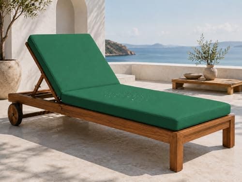 Image of L S U Sun Lounger Cushion Waterproof Recliner Pad Removable Cover Zipper Outdoor Garden Deck Bed (Green)
