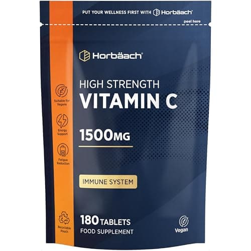 Image of Vitamin C Tablets 1500mg | 180 Count | High Strength Ascorbic Acid | Suitable for Vegitarians and Vegans | by Horbaach